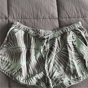 Aerie Mint Green Palm-Print Drawstring Athletic Shorts